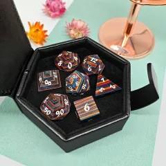 7pcs Dice Wooden Layered White Font Rainbow