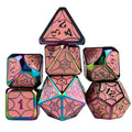 Pink Spider's Web in Rainbow Metal - 7pcs RPG Dice Set