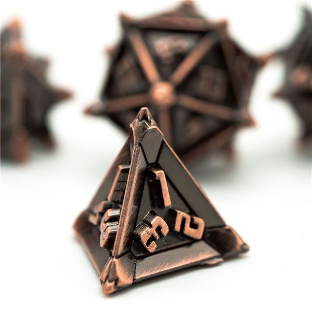 7pcs RPG Dice Set - Spiky Copper Metal