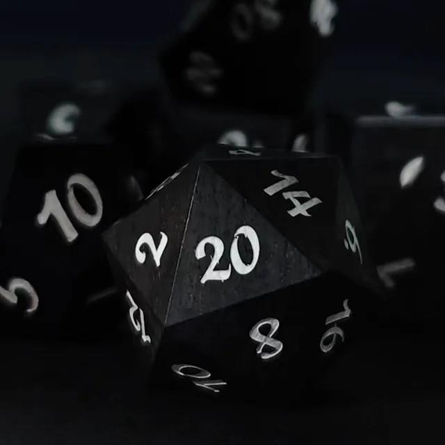 7pcs Dice Wooden Rosewood White Font Black