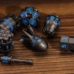 7pcs Dice Metal Bomb Blue Font Nickel
