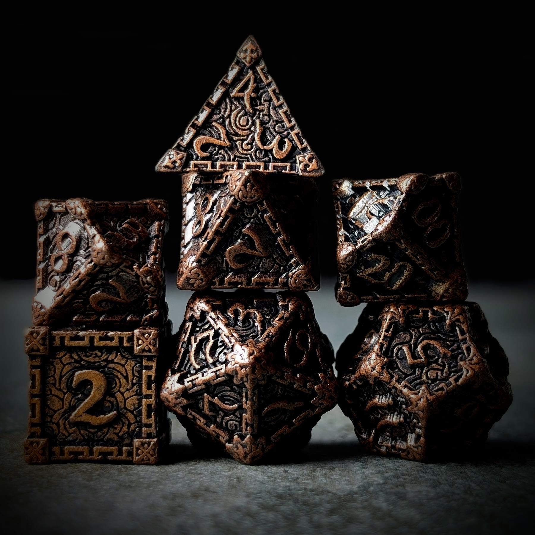 7pcs RPG Dice Set - Copper Metal