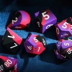 7pcs Dice Silicone Oversize White Font Purple Black Red