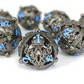 7pcs Dice Metal Hollow Mindflayer Blue Font Nickel