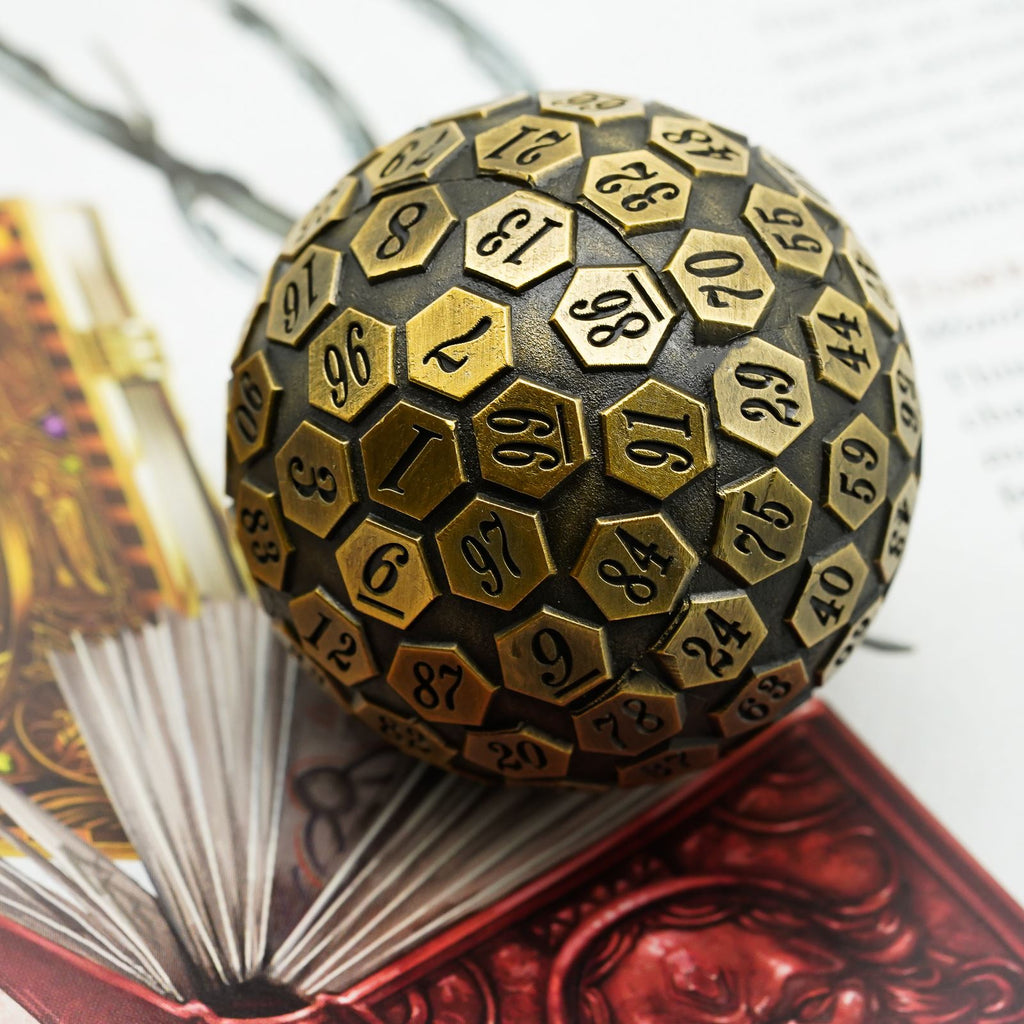 D100 RPG Dice - Gold Metal