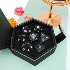 7pcs Dice Wooden Rosewood White Font Black
