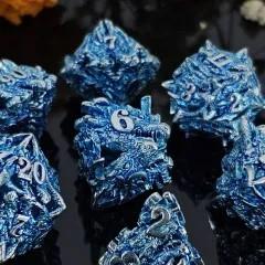 7pcs Dice Metal Hollow Dragons Head Nickel Font Blue