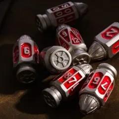 7pcs Dice Metal Bullet Silver Red