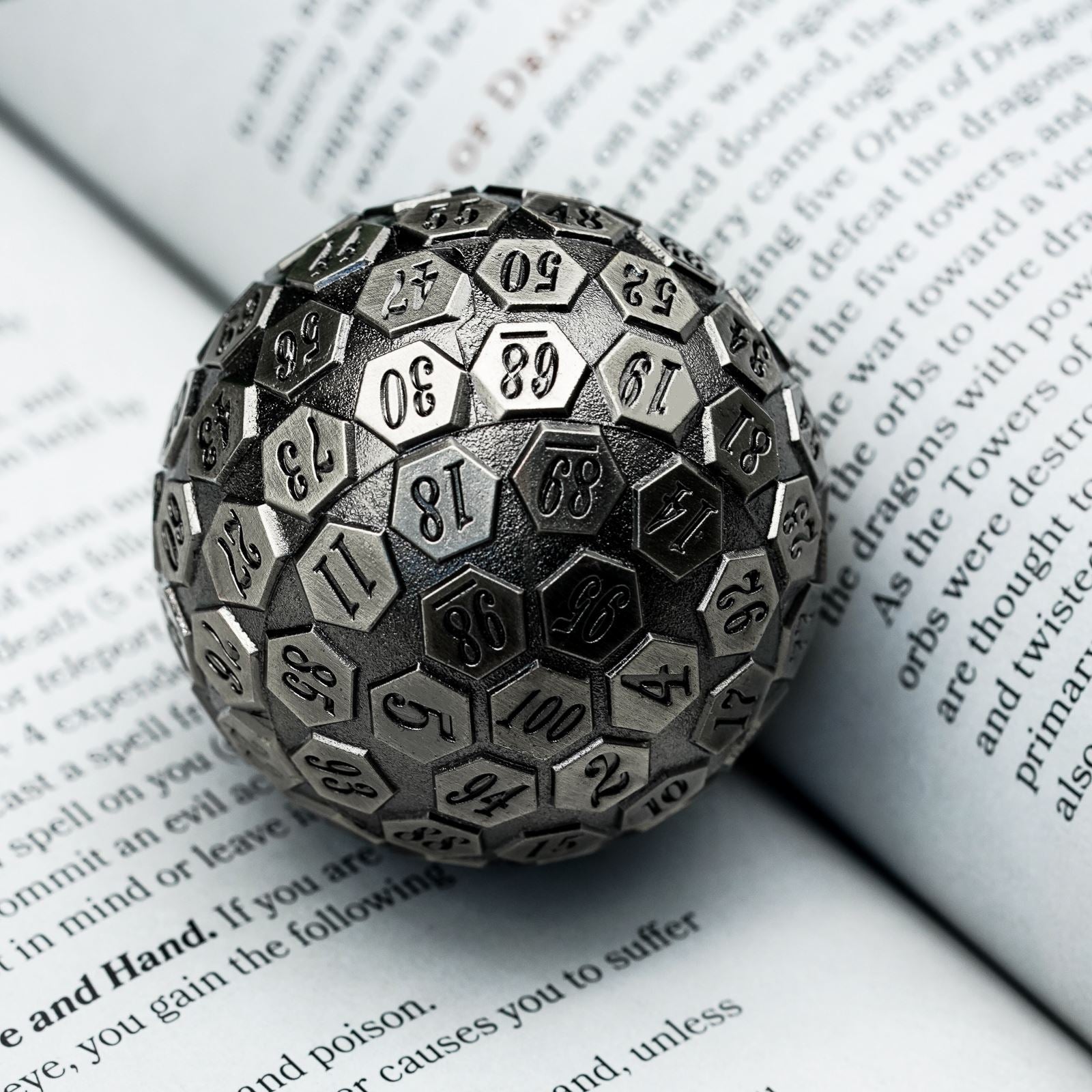 D100 RPG Dice - Silver Metal