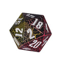 D20 Dice Resin 55mm Cracked Silver Font Yellow Pink Black