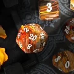 7pcs Dice Gem Glass Facet Ribbon White Font Rainbow Clear