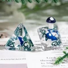 Purple Mushroom in Clear Resin - 7pcs RPG Full Dice Set