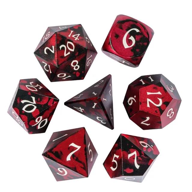 7pcs RPG Dice Set - Red & Black Anodized Aluminium