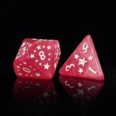 7pcs Dice Acrylic Pattern Stars Gold Font Pink