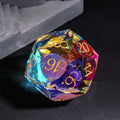 D20 30mm Dice Gem Glass Facet Gold Font Prism