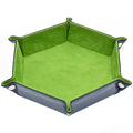 Green Velvet & Blue PU Leather - Hexagon Hard Dice Tray
