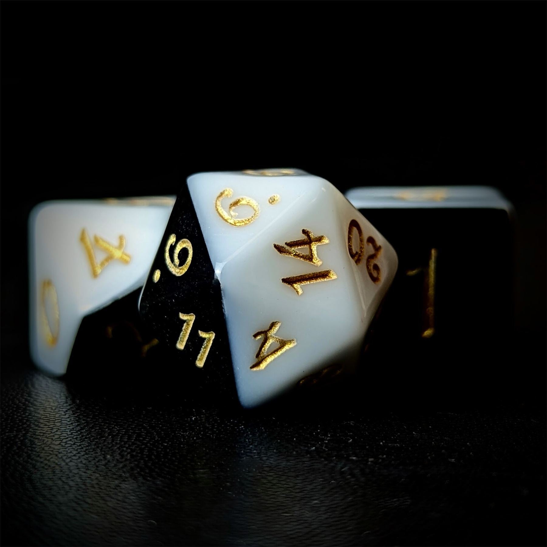 Blend of Black & White Acrylic - 7pcs RPG Full Dice Set