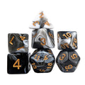 Blend of White & Black Acrylic - 7pcs RPG Full Dice Set