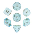 7pcs Dice Gem Stone Opalite Facet Black Font White