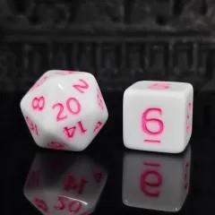 7pcs Dice Acrylic Blend Pink Font Solid White