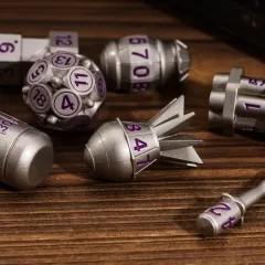 7pcs Dice Metal Bomb Purple Font Silver