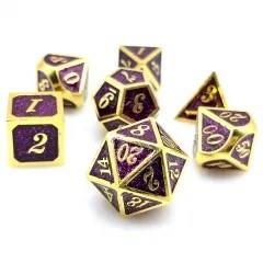 7pcs Dice Metal Enamel Gold Clear Purple