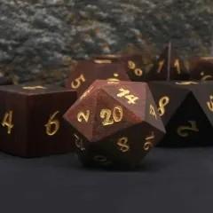 7pcs Dice Wooden Sandalwood Gold Font Brown