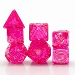 7pcs Dice Resin Pattern Foil Pink Font Pink