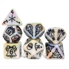 7pcs Dice Acrylic Pattern Christmas Black Font Multi White