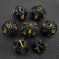 7pcs Dice Metal Hollow Circle Dragon Gold Font Black