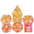 7pcs Dice Resin Swirl White Font Pink Orange