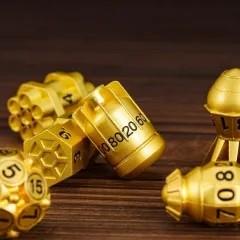 7pcs Dice Metal Bomb Black Font Gold