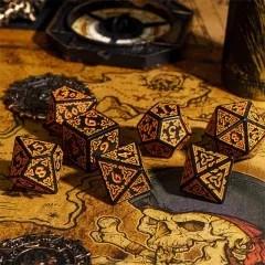Orange Celtic Knot on Black Acrylic - 7pcs RPG Full Dice Set