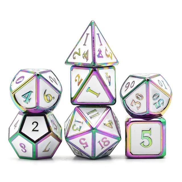 Forest Green in Rainbow Metal - 7pcs RPG Dice Set