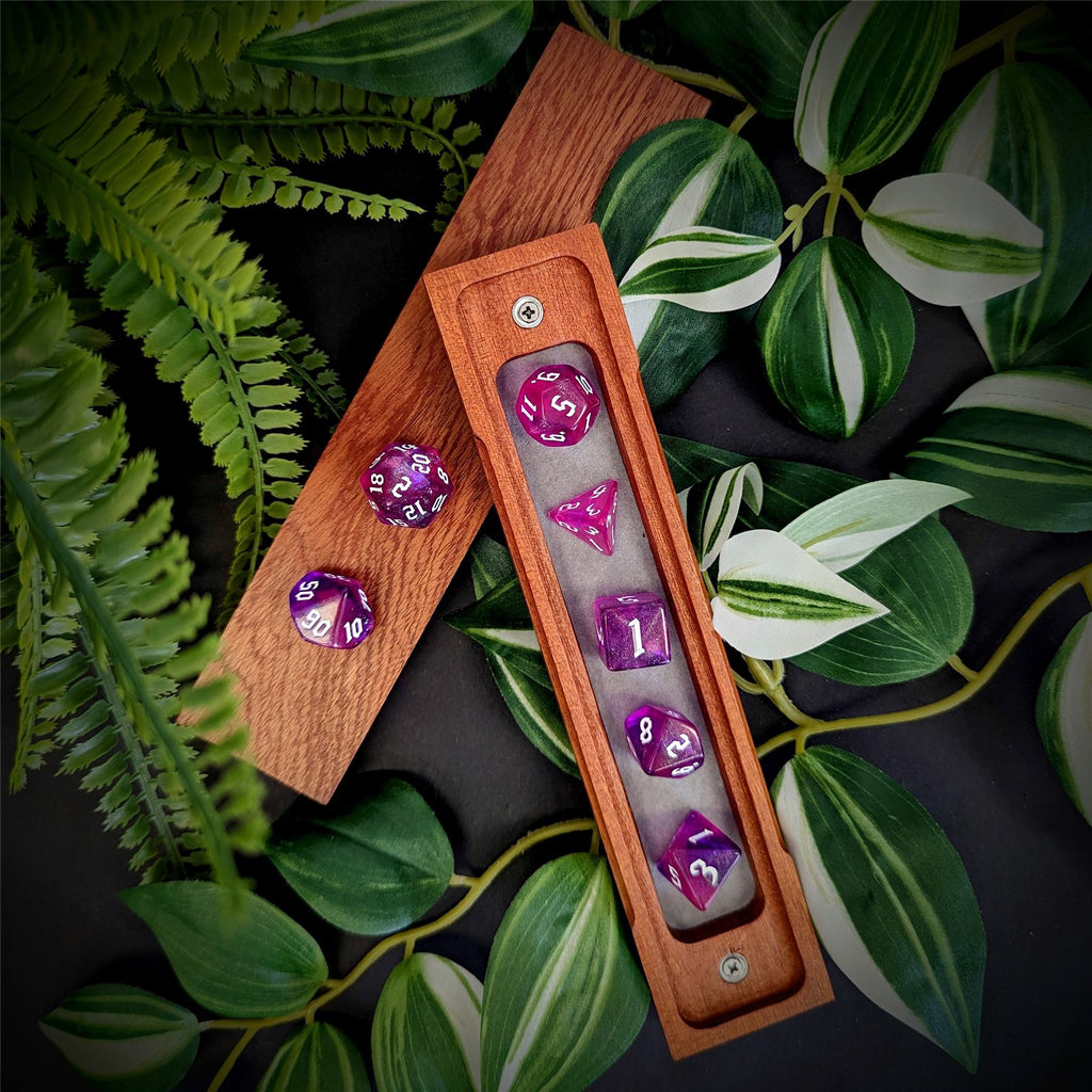 Glitter in Pink & Purple Acrylic - 7pcs RPG Full Dice Set