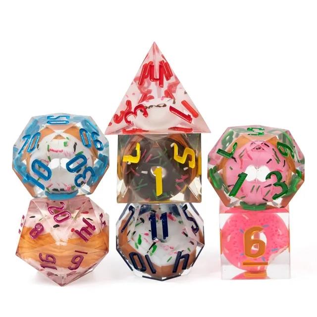 Donuts in Multicolour Filled Sharp Resin - 7pcs RPG Dice Set