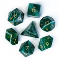 Green Agate Gemstone - 7pcs RPG Dice Set