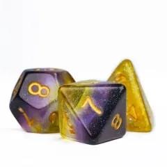 7pcs Dice Resin Layer Gold Font Non Binary Blue Purple Yellow
