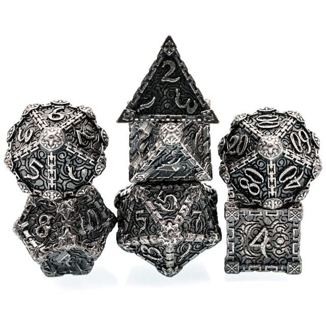 7pcs RPG Dice Set - Silver Metal