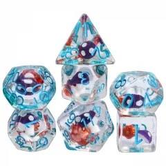 Purple Mushroom in Clear Resin - 7pcs RPG Full Dice Set