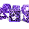 7pcs Dice Metal Hollow Wintersweet White Black Font Purple