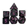 Magenta on Solid Black Acrylic - 7pcs RPG Full Dice Set