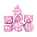 Pink Lattice on White Acrylic - 7pcs RPG Full Dice Set