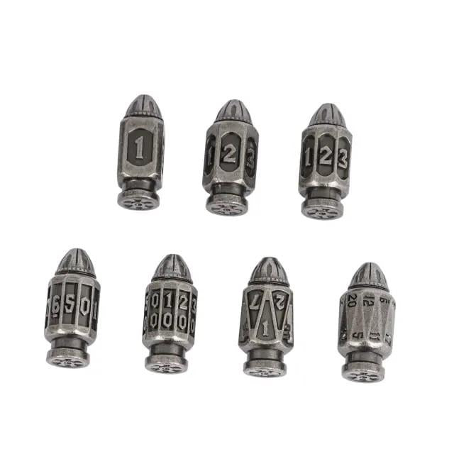 7pcs Dice Metal Bullet Worn Silver
