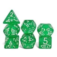 7pcs Dice Acrylic Pattern Dogs White Font Green