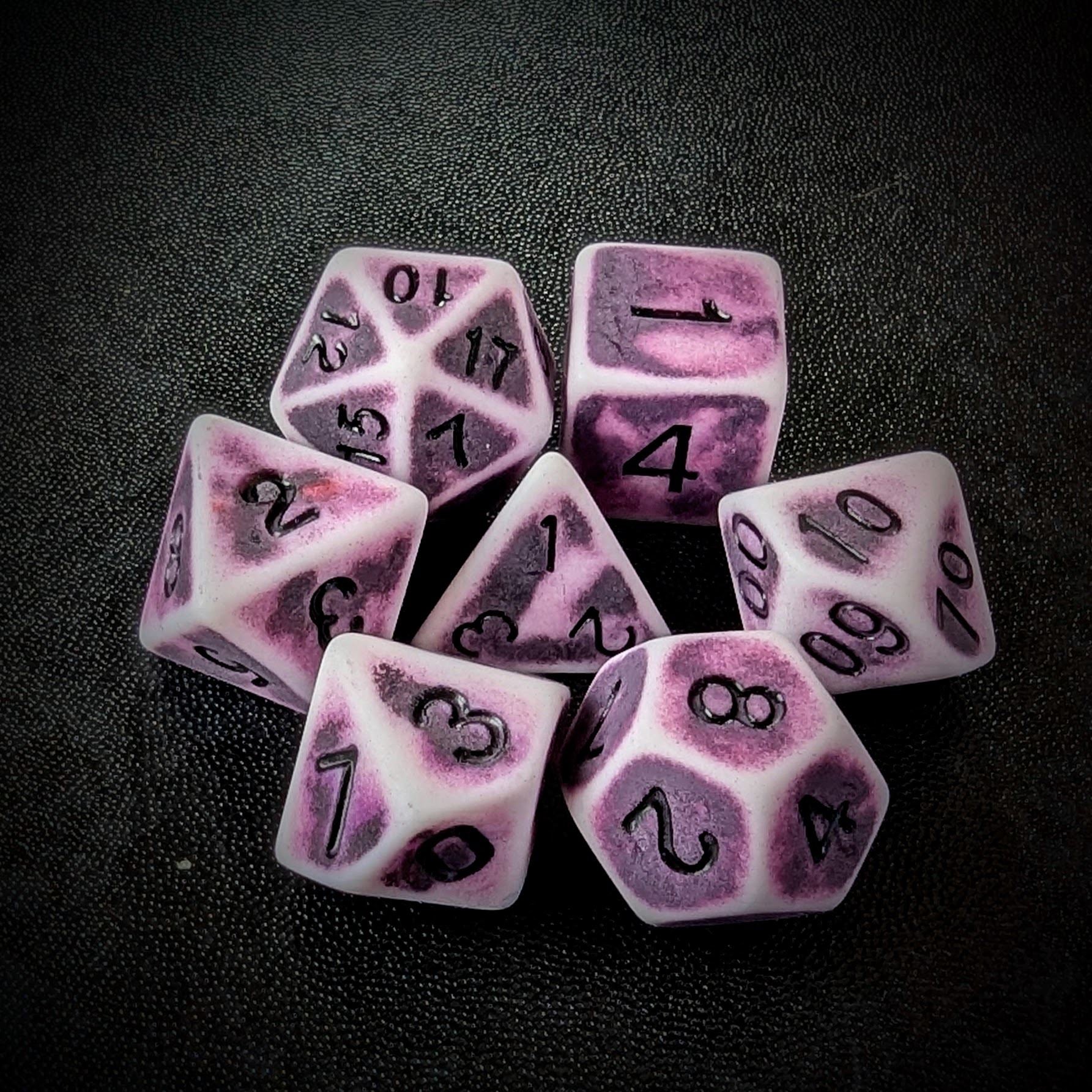 Washed Purple on White Acrylic - 7pcs RPG Full Dice Set