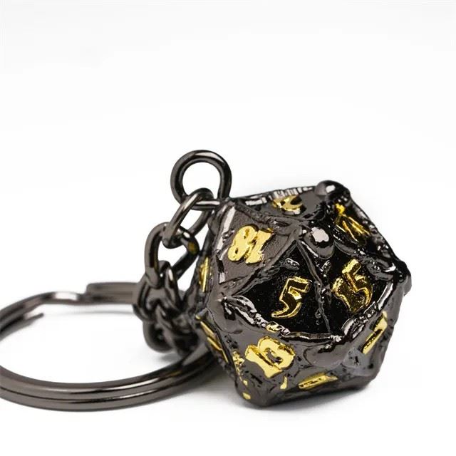 Dragon Bones Black Metal - D20 Keyring