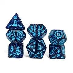7pcs Dice Resin Pattern Class Blue Font Blue