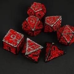 7pcs Dice Metal Druid Vine Nickel Font Red