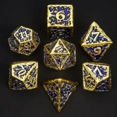 7pcs Dice Metal Druid Vine Gold Font Blue Purple